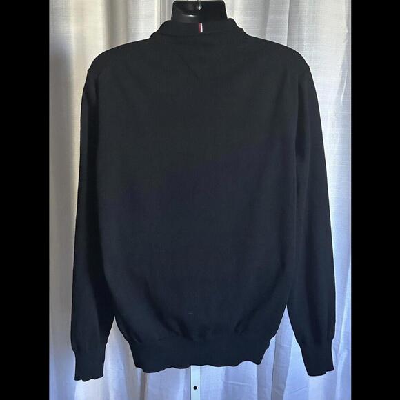 Tommy Hilfiger 1/4 Zip Sweater Men's XL Black Pullover Long Sleeve Cotton - Picture 2 of 5